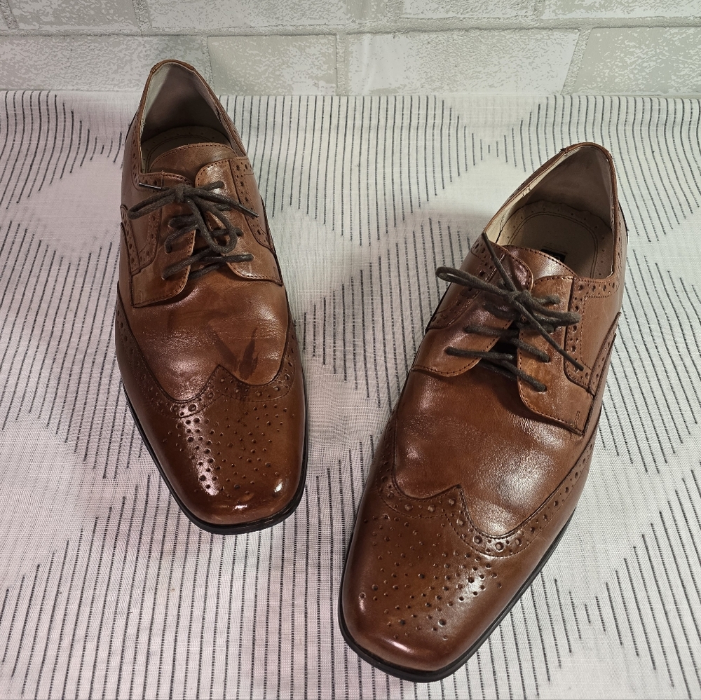 Stacy Adams Men's Size 13M Leather Wingtip Dress Shoes Brown 24738-221